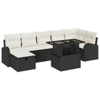 Garten-Sofa-Set mit Kissen 8 pcs Schwarz Poly Rattan