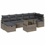 Garten-Sofa-Set mit Kissen mit Speicher 8 pcs Grau Poly Rattan