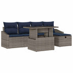 Gartensofa-set mit Kissen 6 pcs Grau Poly-Rattan
