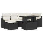 Gartensofa-set mit Kissen 7 pcs Schwarz Poly-Rattan