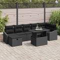 Garten-Sofa-Set 8 pcs Schwarz Poly-Rattan