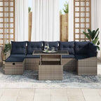 Gartensofa-set mit Kissen 8 pcs Grau Poly-Rattan