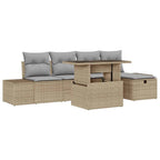 Garten-Sofa-Set 6 pcs Beige Poly-Rattan