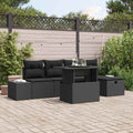Garten-Sofa-Set 6 pcs Schwarz Poly-Rattan