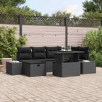 Garten-Sofa-Set 7 pcs Schwarz Poly-Rattan