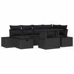 Garten-Sofa-Set 7 pcs Schwarz Poly-Rattan