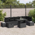 Garten-Sofa-Set 8 pcs Schwarz Poly-Rattan