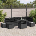 Garten-Sofa-Set 8 pcs Schwarz Poly-Rattan