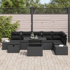 Garten-Sofa-Set 8 pcs Schwarz Poly-Rattan