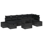 Garten-Sofa-Set 8 pcs Schwarz Poly-Rattan
