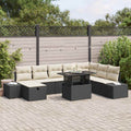 Garten-Sofa-Set 9 pcs Schwarz Poly-Rattan