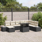 Garten-Sofa-Set 9 pcs Schwarz Poly-Rattan
