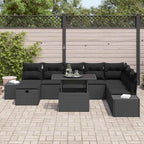Garten-Sofa-Set 9 pcs Schwarz Poly-Rattan