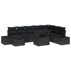 Garten-Sofa-Set 9 pcs Schwarz Poly-Rattan