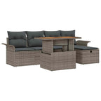 Garten-Sofa-Set 6 pcs Grau Poly-Rattan