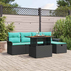 Garten-Sofa-Set 6 pcs Schwarz Poly-Rattan