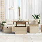 Garten-Sofa-Set 7 pcs Beige Poly-Rattan