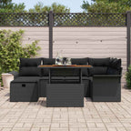 Garten-Sofa-Set 7 pcs Schwarz Poly-Rattan