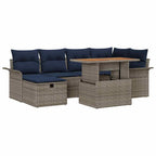 Garten-Sofa-Set 7 pcs Grau Poly-Rattan