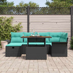 Garten-Sofa-Set 7 pcs Schwarz Poly-Rattan