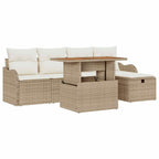 Garten-Sofa-Set 6 pcs Beige Poly-Rattan