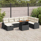 Garten-Sofa-Set mit Kissen 9 pcs Schwarz Poly-Rattan