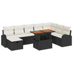 Garten-Sofa-Set mit Kissen 9 pcs Schwarz Poly-Rattan