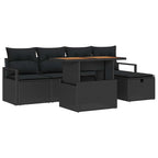 Garten-Sofa-Set 6 pcs Schwarz Poly-Rattan