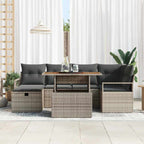 Garten-Sofa-Set 7 pcs Grau Poly-Rattan