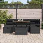 Garten-Sofa-Set 7 pcs Schwarz Poly-Rattan