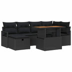 Garten-Sofa-Set 7 pcs Schwarz Poly-Rattan
