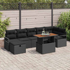 Garten-Sofa-Set 8 pcs Schwarz Poly-Rattan