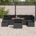 Garten-Sofa-Set 8 pcs Schwarz Poly-Rattan