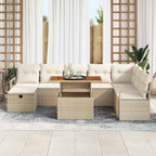Garten-Sofa-Set 9 pcs Beige Poly-Rattan
