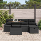 Garten-Sofa-Set 6 pcs Schwarz Poly-Rattan