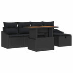 Garten-Sofa-Set 6 pcs Schwarz Poly-Rattan
