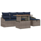 Garten-Sofa-Set 6 pcs Grau Poly-Rattan