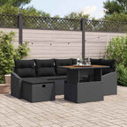 Garten-Sofa-Set 7 pcs Schwarz Poly-Rattan