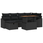 Garten-Sofa-Set 7 pcs Schwarz Poly-Rattan