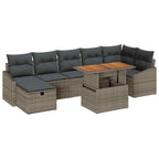 Garten-Sofa-Set 8 pcs Grau Poly-Rattan