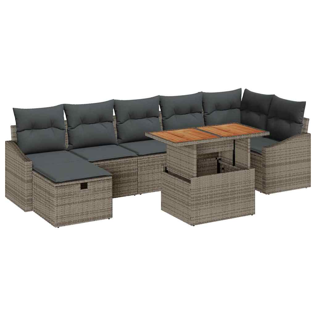 Garten-Sofa-Set 8 pcs Grau Poly-Rattan