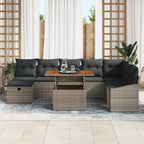 Garten-Sofa-Set 9 pcs Grau Poly-Rattan