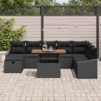 Garten-Sofa-Set 9 pcs Schwarz Poly-Rattan