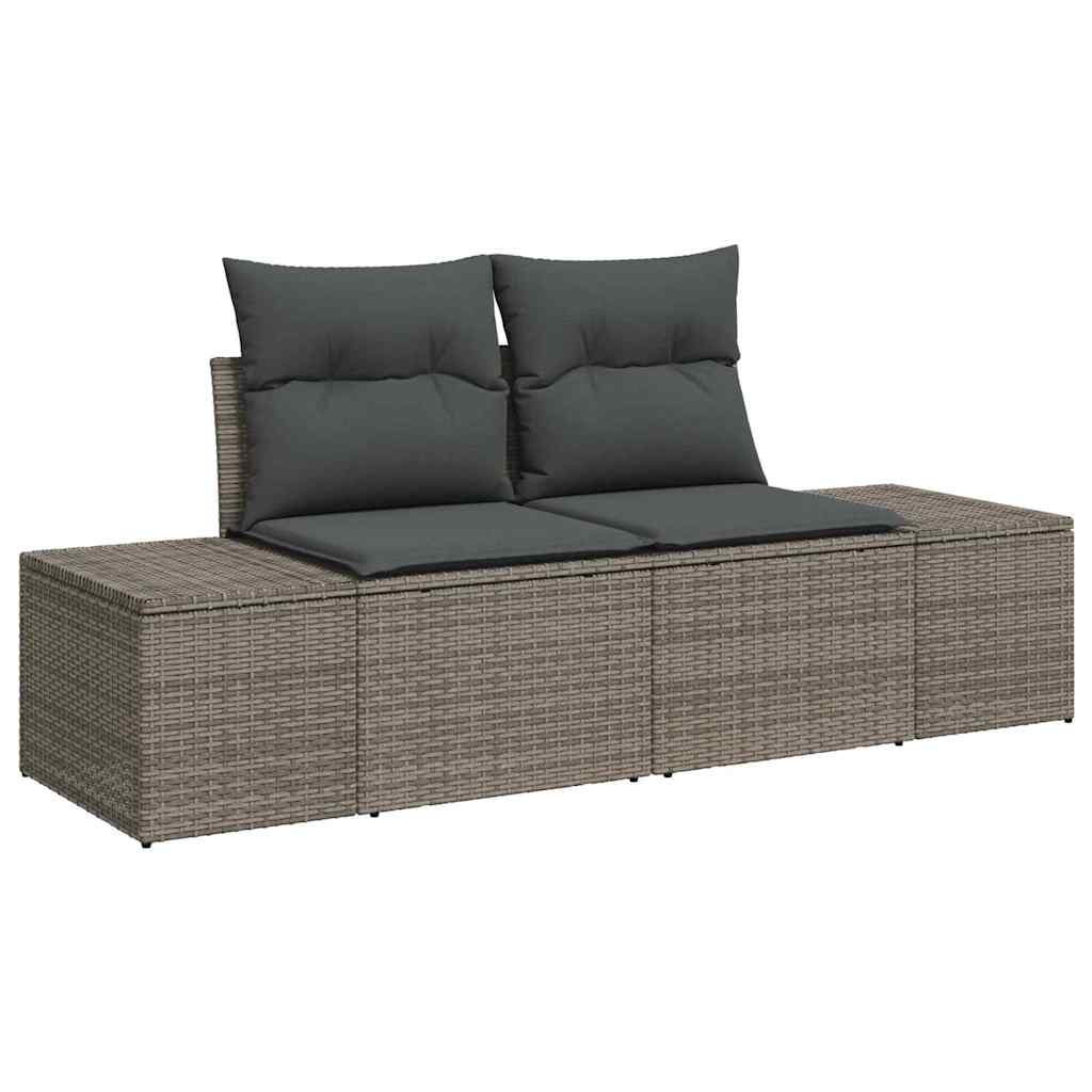 Garten-Sofa-Set 6 pcs Grau Poly-Rattan