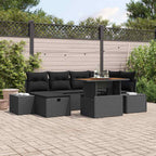 Garten-Sofa-Set 7 pcs Schwarz Poly-Rattan