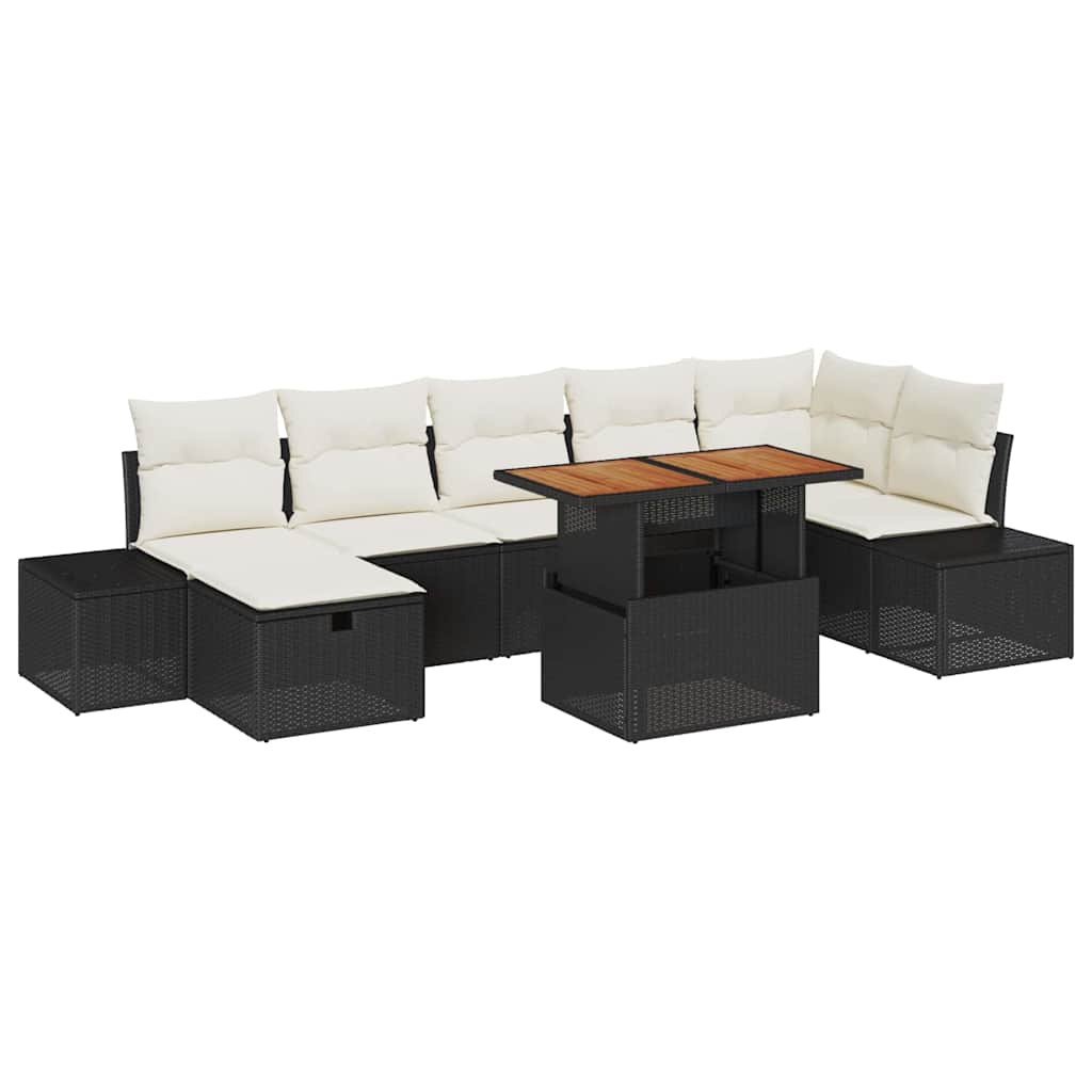 Garten-Sofa-Set 8 pcs Schwarz Poly-Rattan