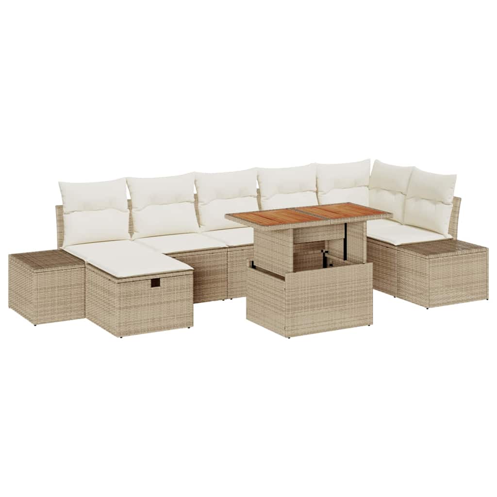 Garten-Sofa-Set 8 pcs Beige Poly-Rattan