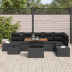 Garten-Sofa-Set 8 pcs Schwarz Poly-Rattan