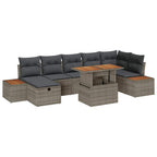 Garten-Sofa-Set 8 pcs Grau Poly-Rattan