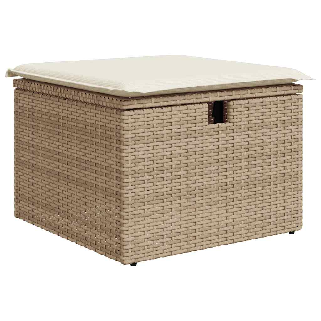 Gartensofa-set mit Kissen mit Speicher 9 pcs Beige Poly-Rattan